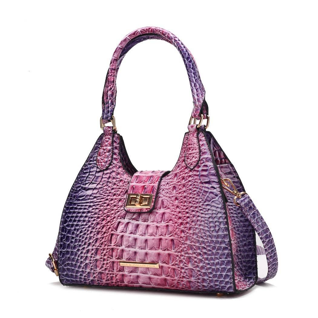 MKF Ava Gradient Rainbow Faux Crocodile Embossed Tote Bag