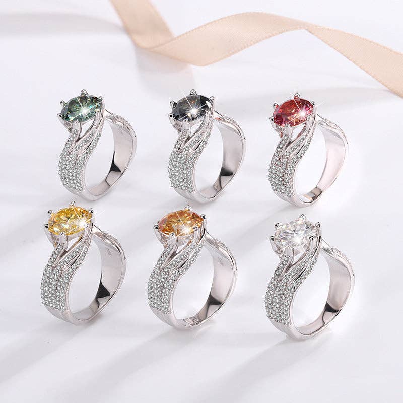 Color Moissanite Engagement Ring in 925 Sterling Silver
