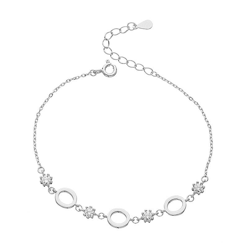 Dainty Circle Charm Stacking Anklet in 925 Sterling Silver