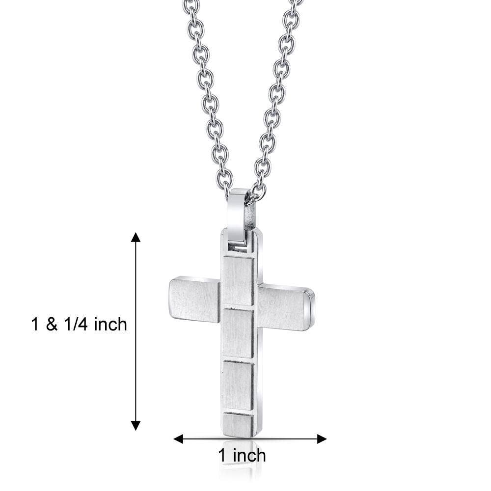 11136 Brick Stainless Steel Cross Pendant with 22 inch Necklace