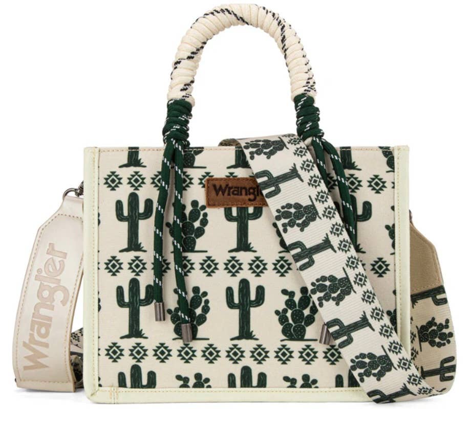 395 Wrangler Cactus Print Rope Tote/Crossbody -Beige