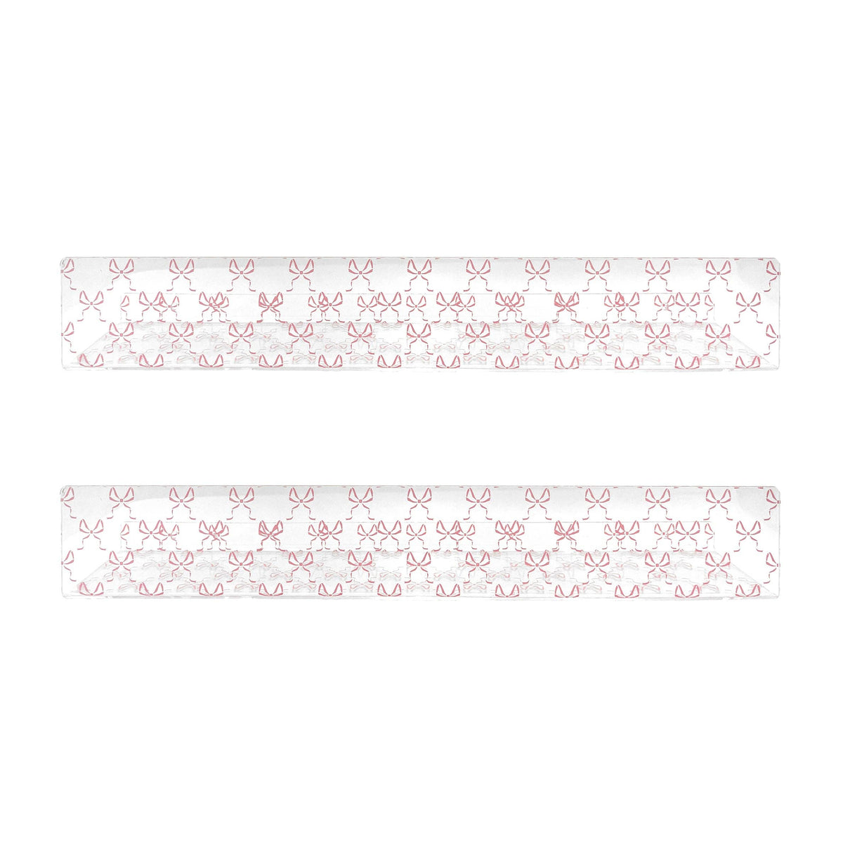 20” Pink Bow Acrylic Floating Wall Shelves, Set of 2 – Decorative Wall Mounted Shelves for Nursery, Girls Bedroom, Bathroom Storage & Room Decor