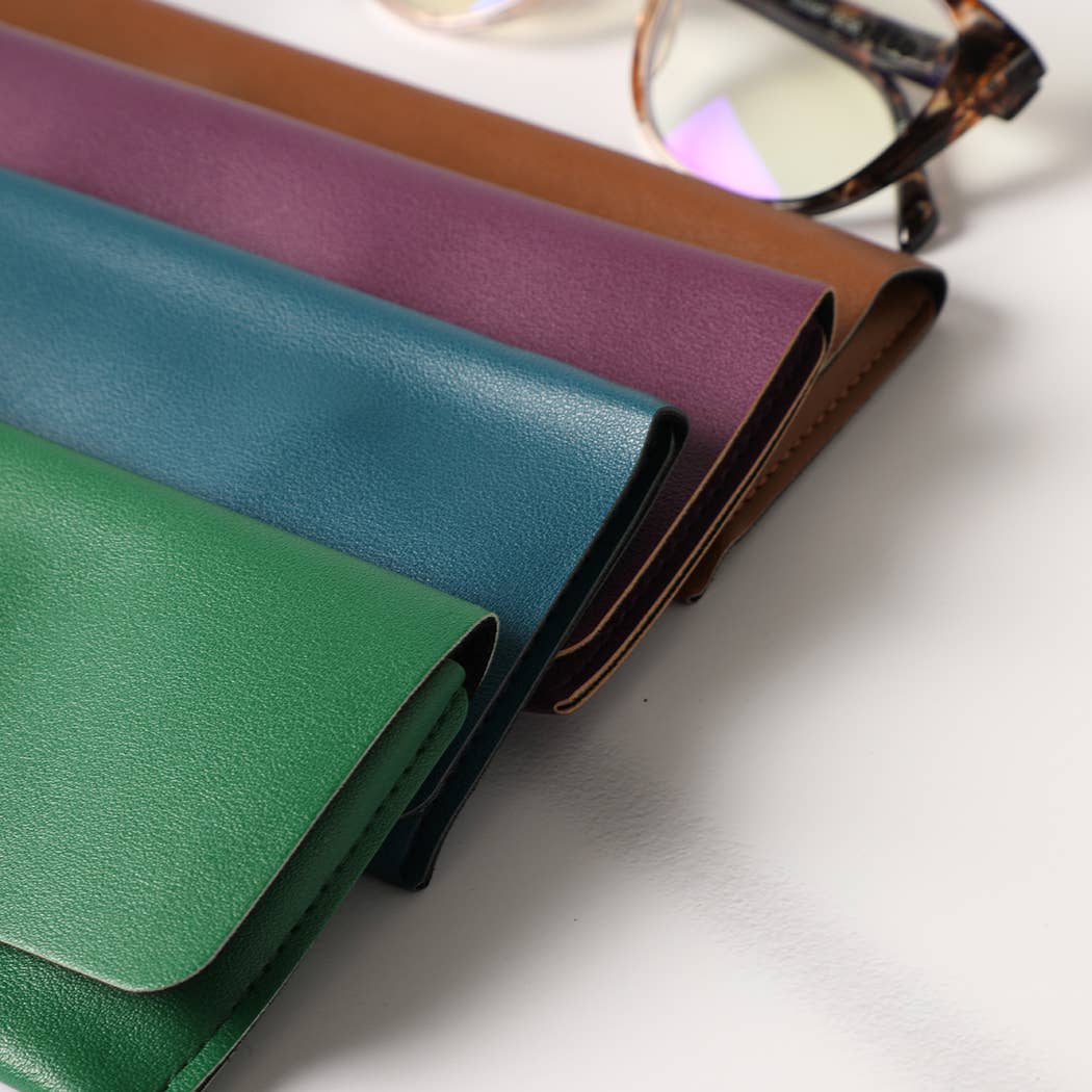 Solid Color PU Leather Eyeglasses Sunglasses Pouch