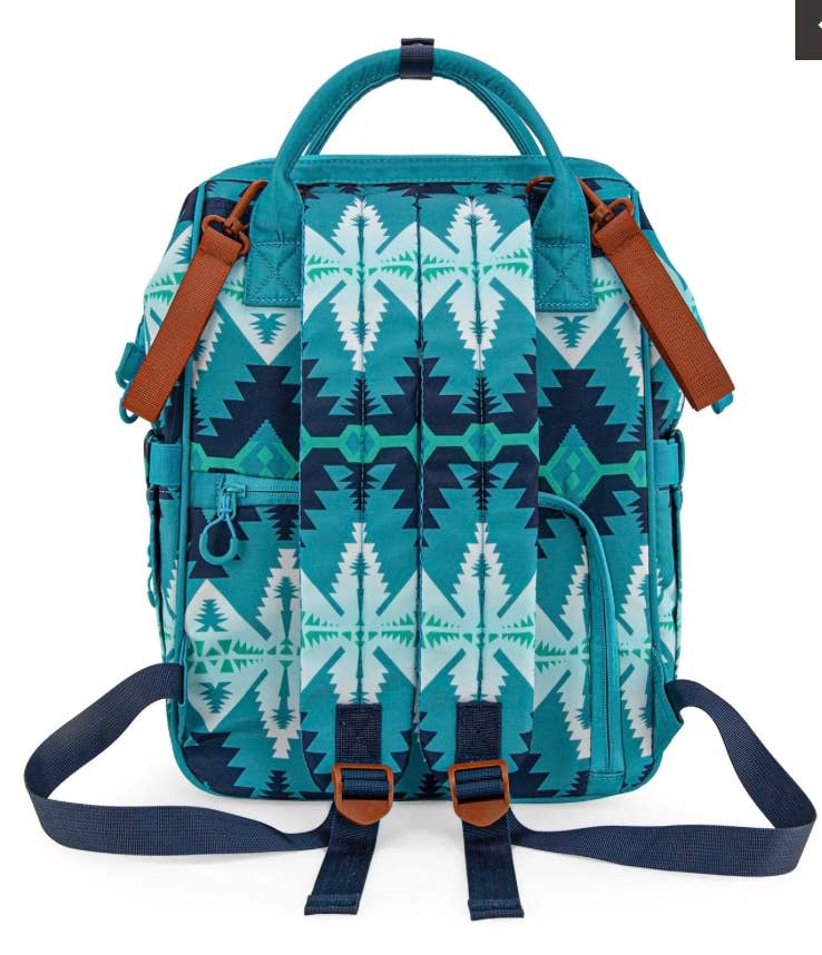 398 Wrangler Aztec Printed Callie Backpack/Diaper Bag- Jean
