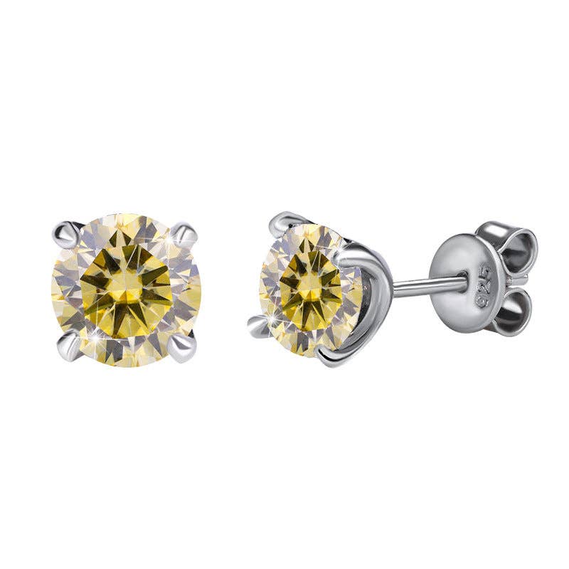 359 Color Moissanite Wedding Stud Earring in 925 Sterling Silver