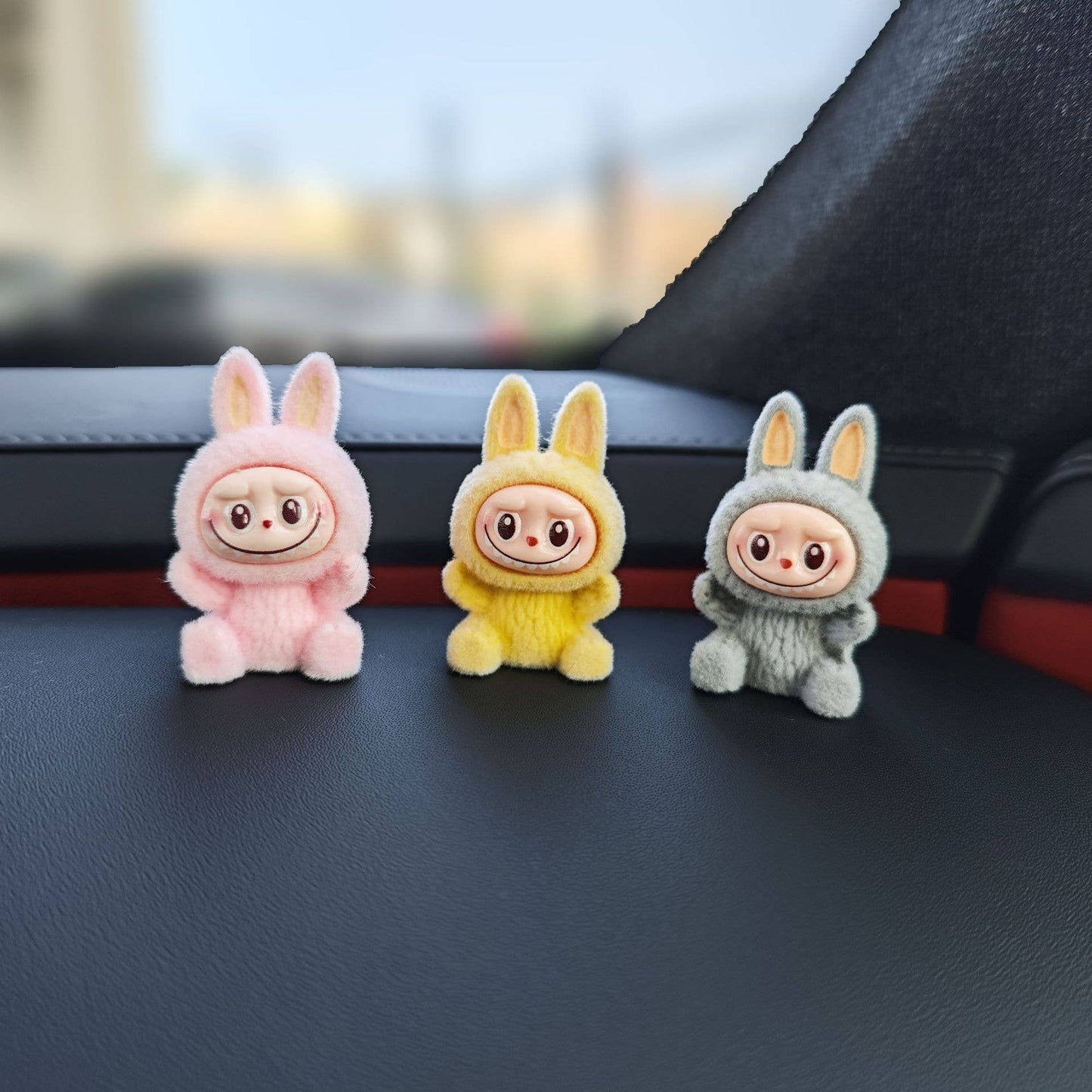 410 Mini Labubu Flocking Doll Car Charm Ornament Set - 5pc