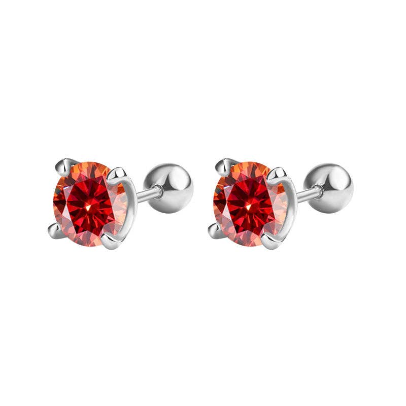 Color Moissanite Ball End Earrings in 925 Sterling Silver