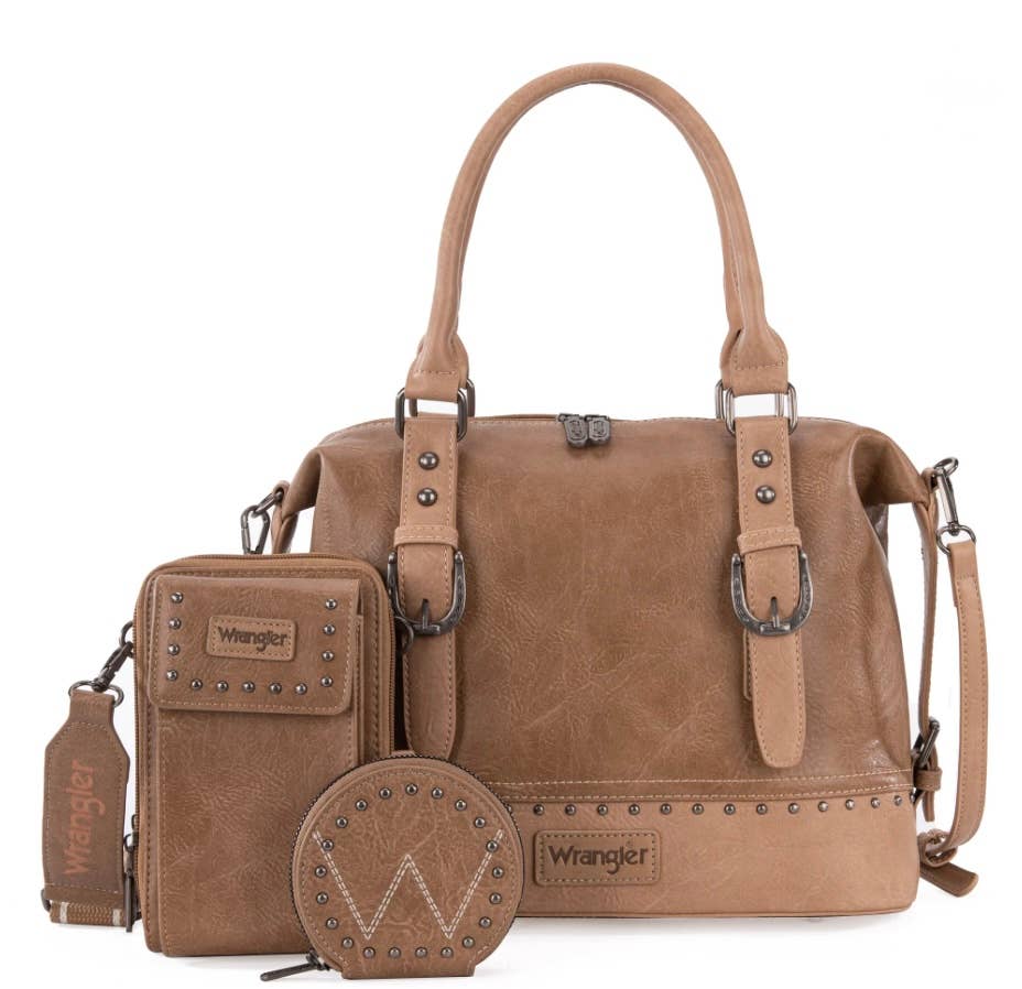 387 Wrangler 3Pcs Classic Barrel Satchel-Phone-Wallet 3 Colors