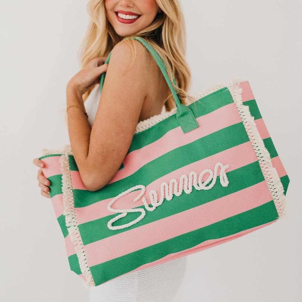 2310 Striped Summer Beach Tote Bag