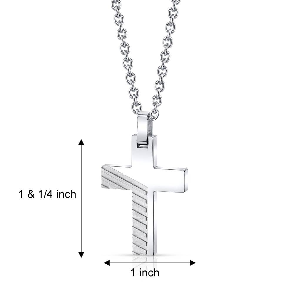 11132 Stainless Steel Cross Pendant Necklace Steel Ball Chain