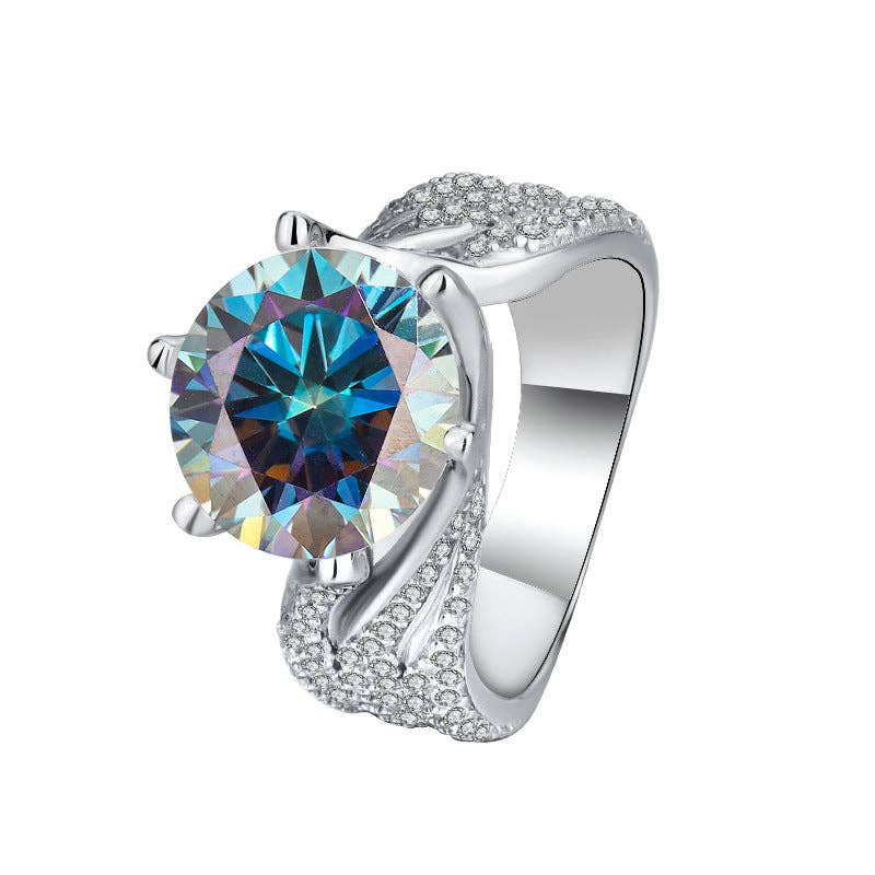 Color Moissanite Engagement Ring in 925 Sterling Silver