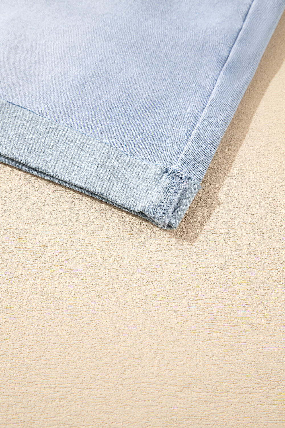 Sail Blue Folded Edge High Waist Plus Size Denim Shorts