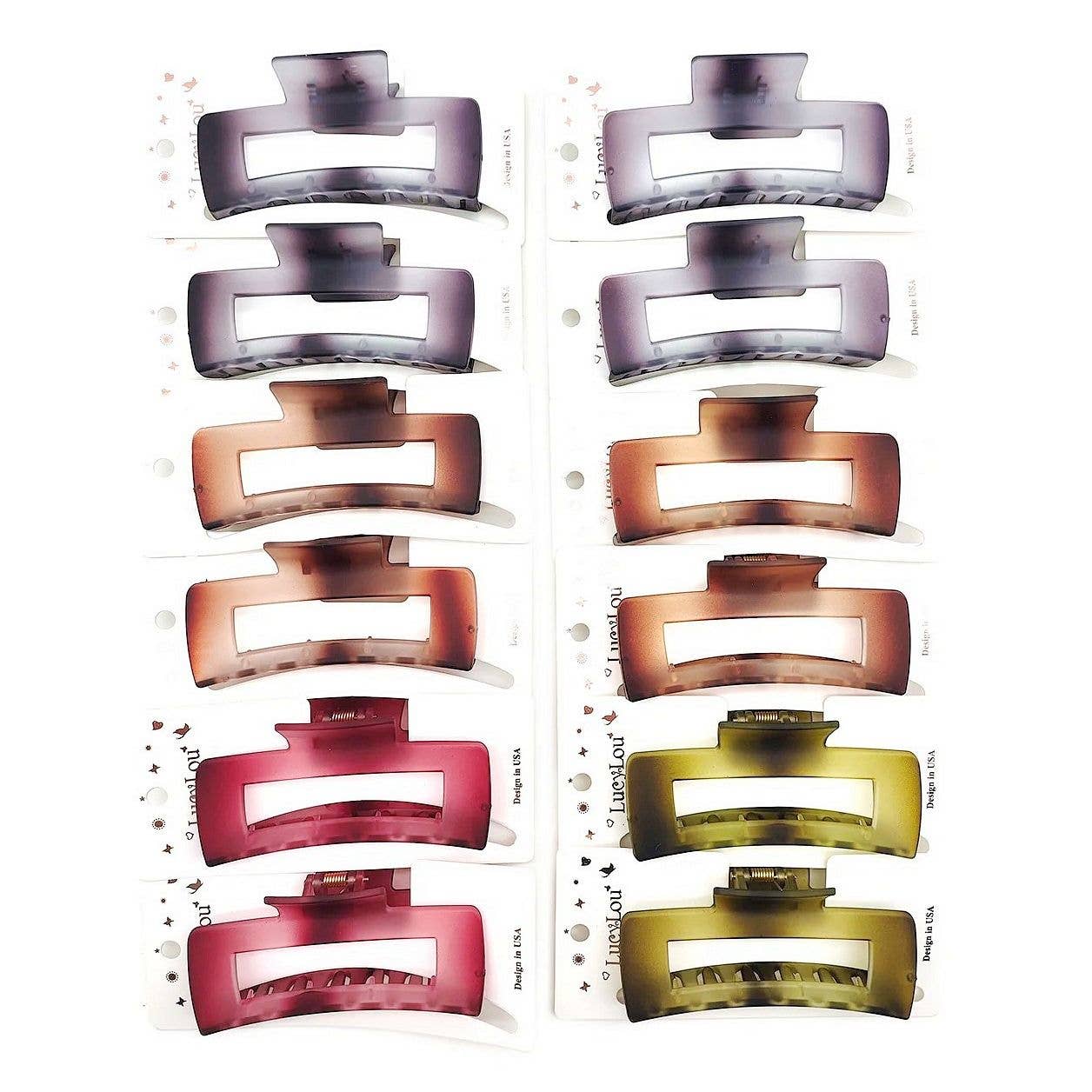 12pk Pastel Opaque Rectangle Hair Claw Clip Headpiece