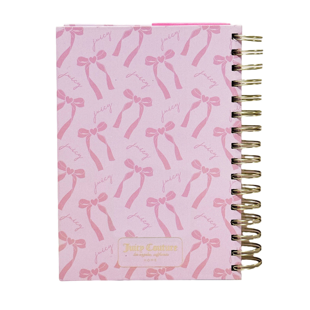Juicy Couture XOXO Bow Spiral Notebook, Blush Pink with Gold Foil & Pom Keychain, Lined Pages Journal, 5.8 x 8.3 in