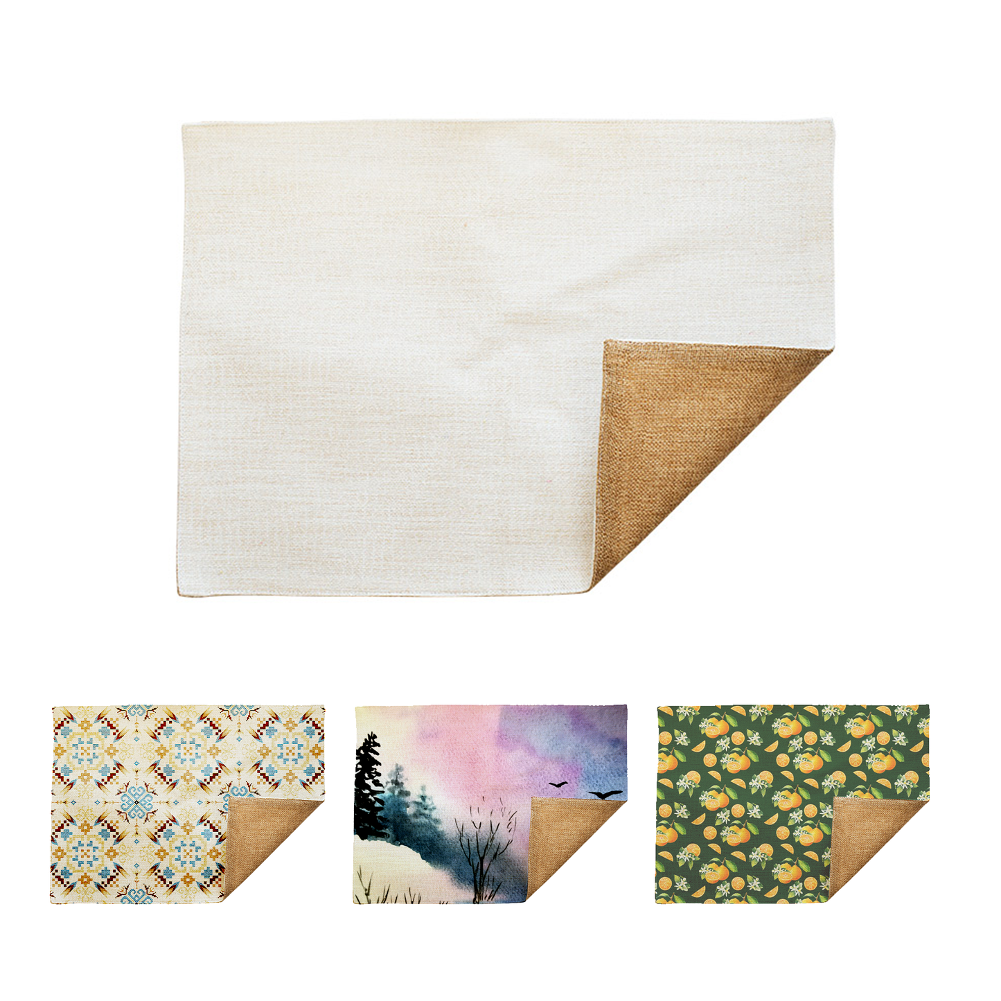 SUBLIMATION LINEN PLACEMAT W/ BEIGE BACK