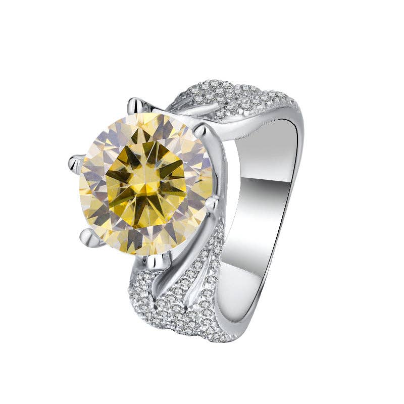 Color Moissanite Engagement Ring in 925 Sterling Silver