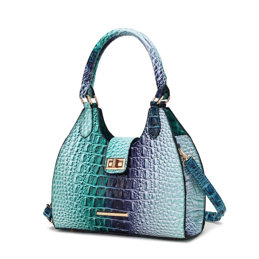 MKF Ava Gradient Rainbow Faux Crocodile Embossed Tote Bag