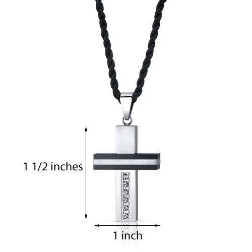 8964 Premium Stainless Steel and Ceramic Cross Pendant