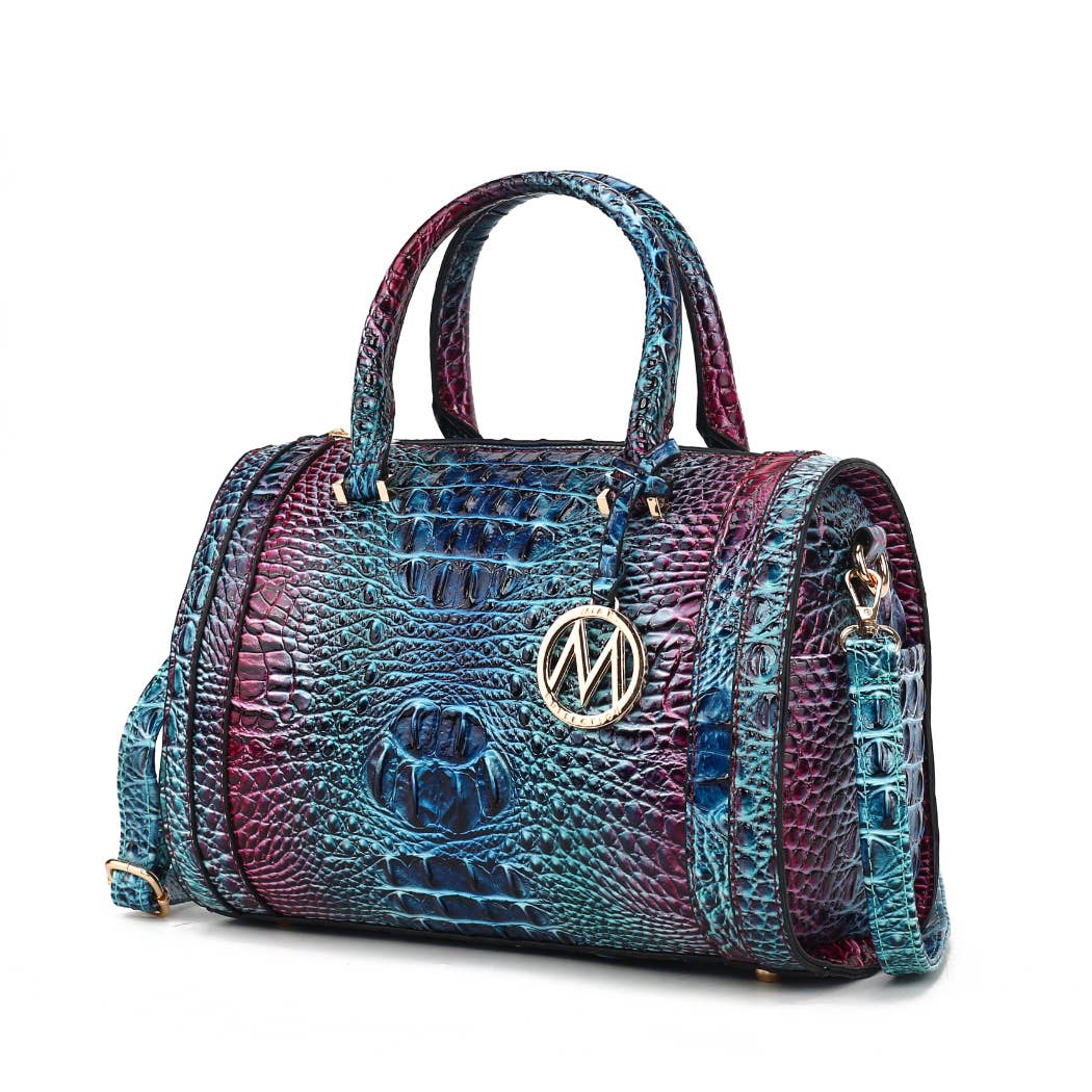 MKF Eleanor Gradient Rainbow Crocodile-Embossed Satchel