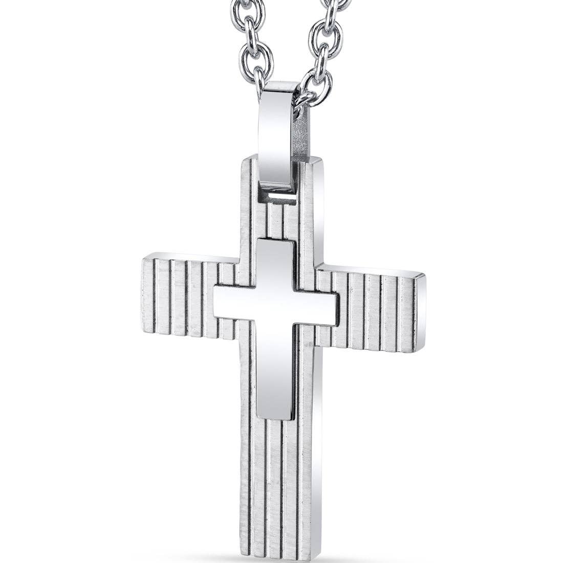 11138 Stainless Steel Cross Pendant Necklace with Chain
