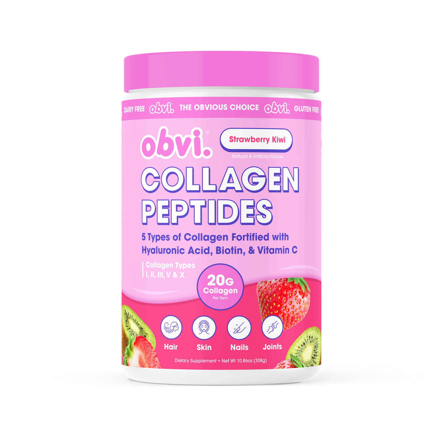 Obvi Collagen Peptides - Strawberry Kiwi