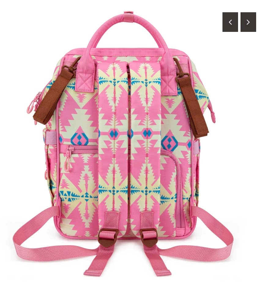 Wrangler Aztec Printed Callie Backpack/Diaper Bag -Pink