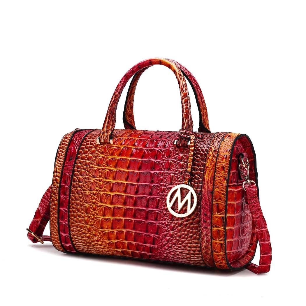 MKF Eleanor Gradient Rainbow Crocodile-Embossed Satchel