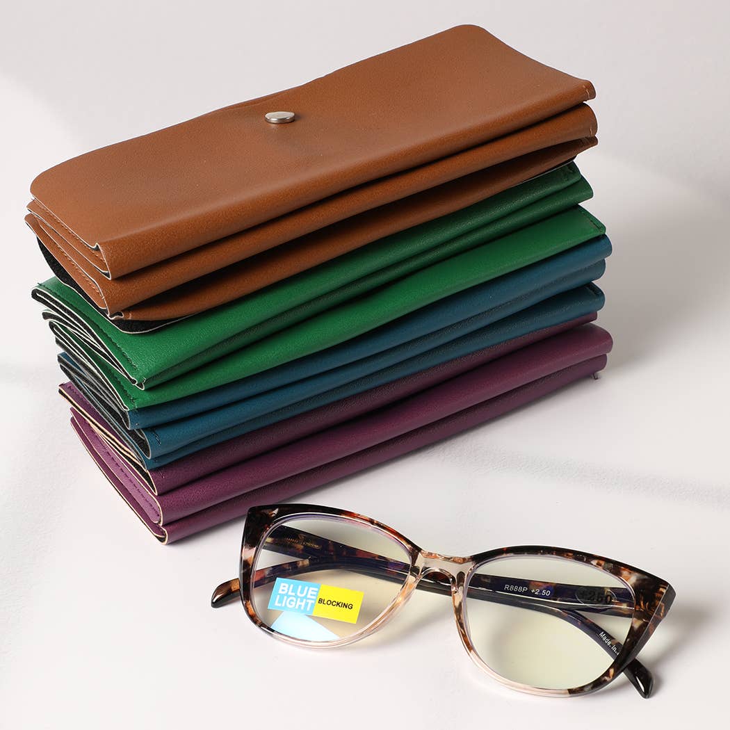 Solid Color PU Leather Eyeglasses Sunglasses Pouch