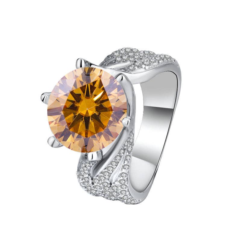 Color Moissanite Engagement Ring in 925 Sterling Silver