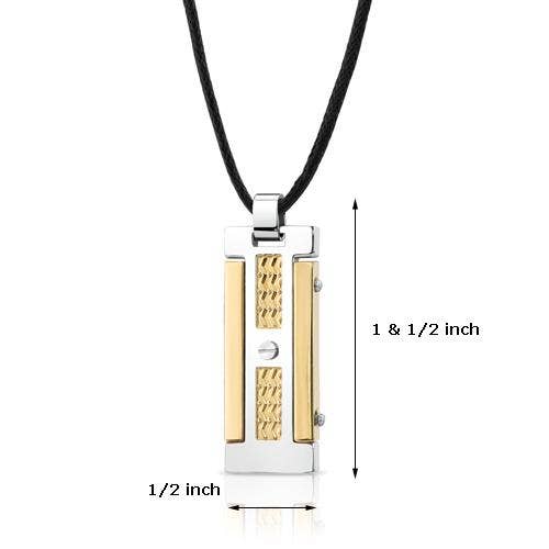 8258 Premium Stainless Steel Two-Tone Dog Tag Bar Pendant