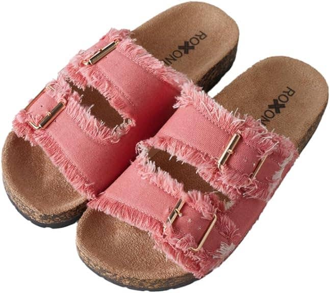 Women's Comfort Flat Sandals Double Buckle Adjustable Straps