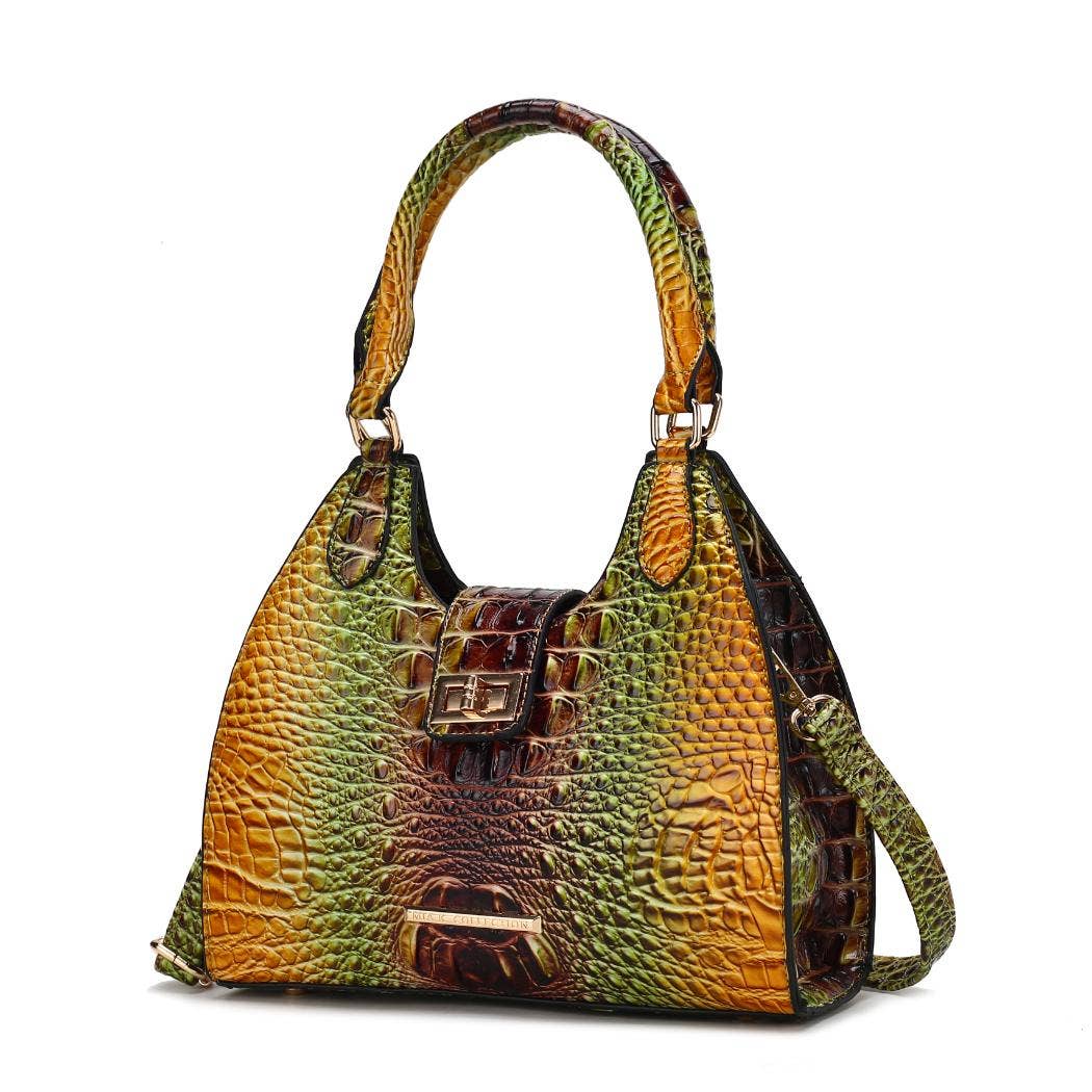 MKF Ava Gradient Rainbow Faux Crocodile Embossed Tote Bag