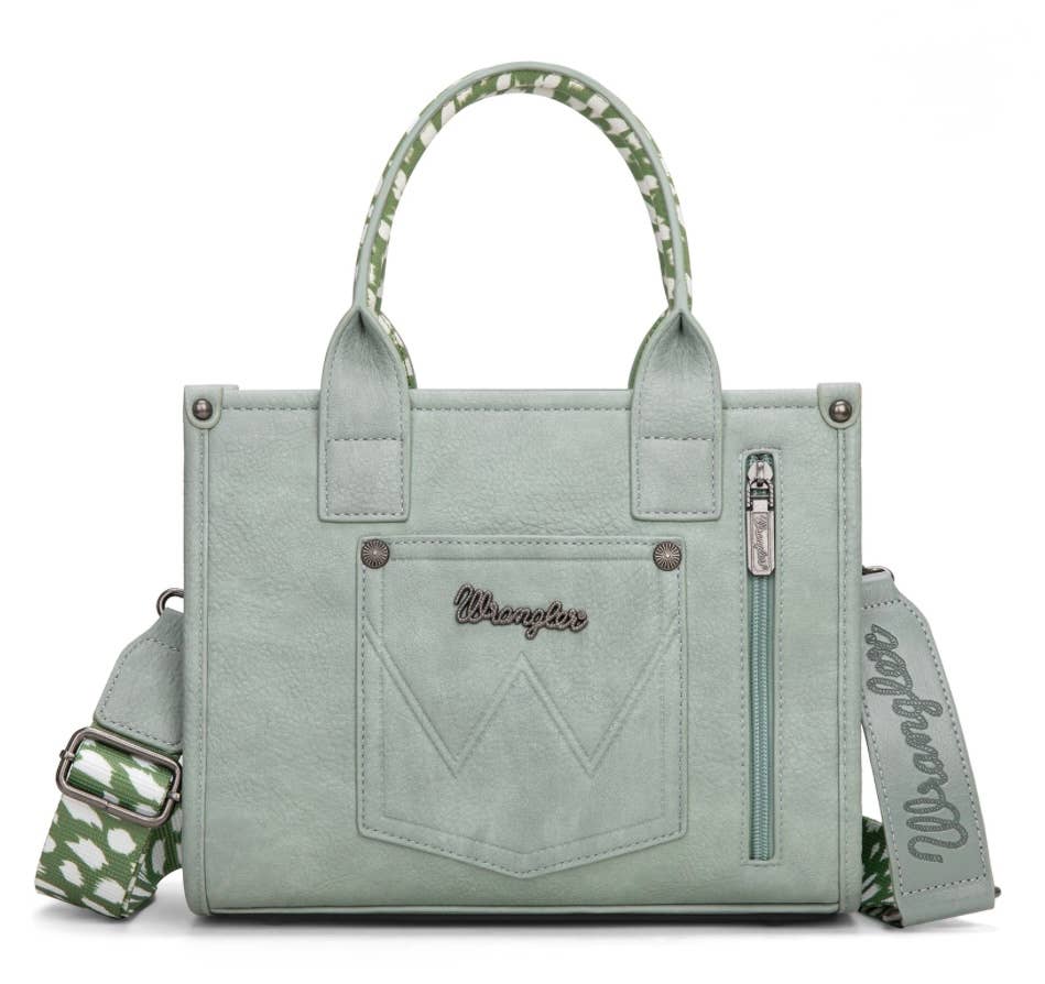 Wrangler Deer Print Tote/Crossbody - Mint