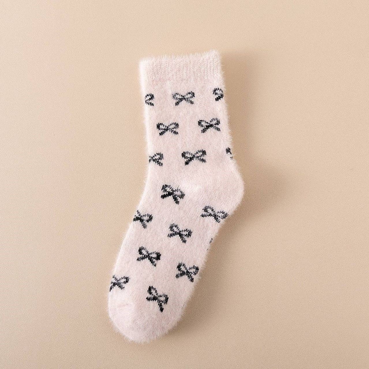 416 Bow Fluffy Home Plush Socks