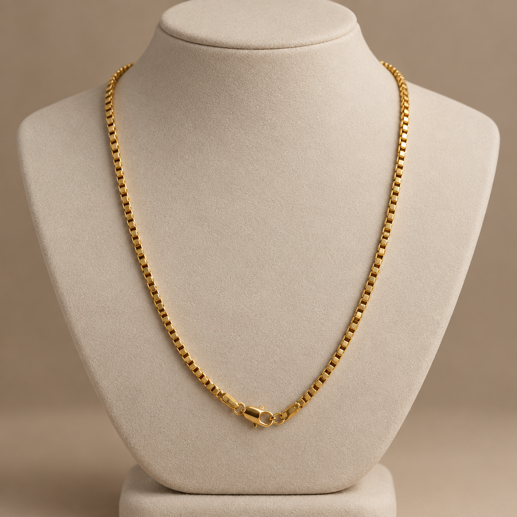 #165-18K Yellow Gold Filled 24" 1mm Box Chain Necklace