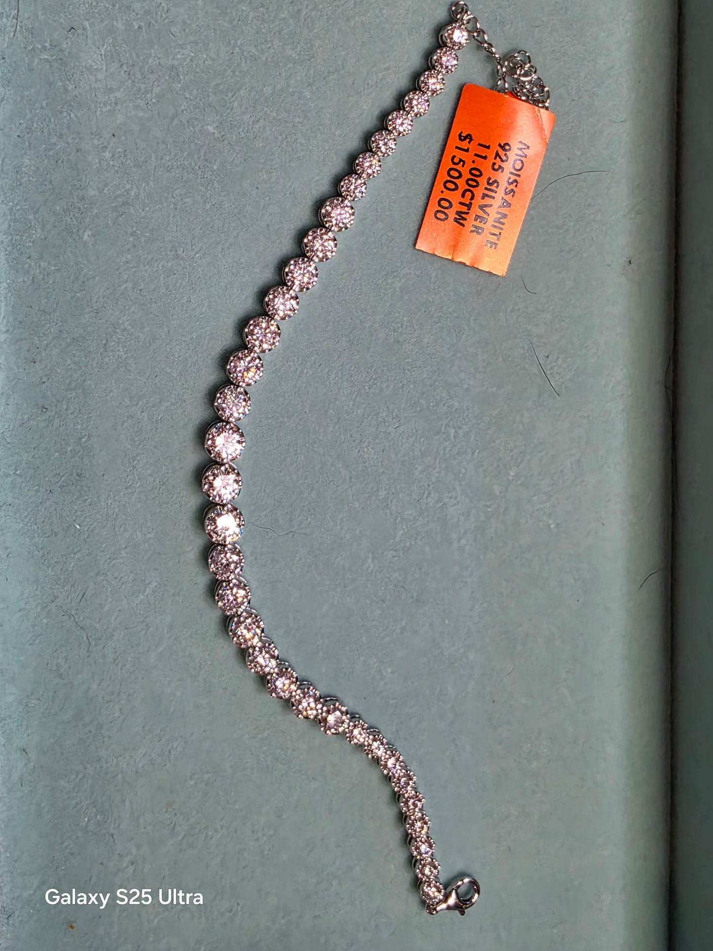 187 11ct .925 Moisanite Adjustable 7.5" to 9.5" Line bracelet Retail $1500