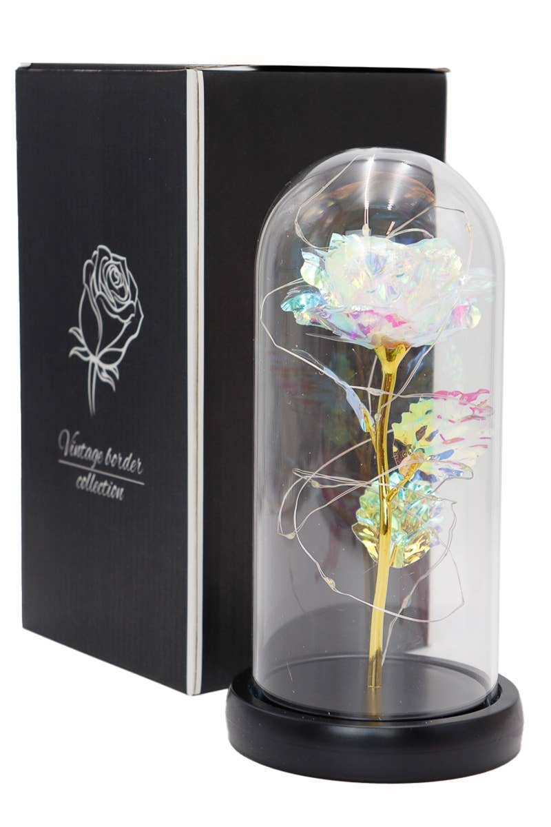 Tall Metallic Galaxy Rose Dome Led Light Stand