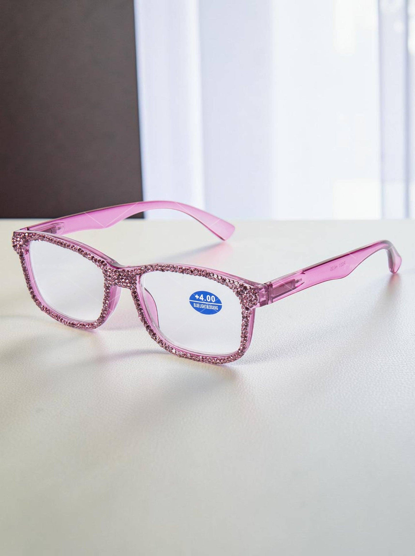 Handmade Rhinestone Rectangle Reader Glasses G0540-Purple