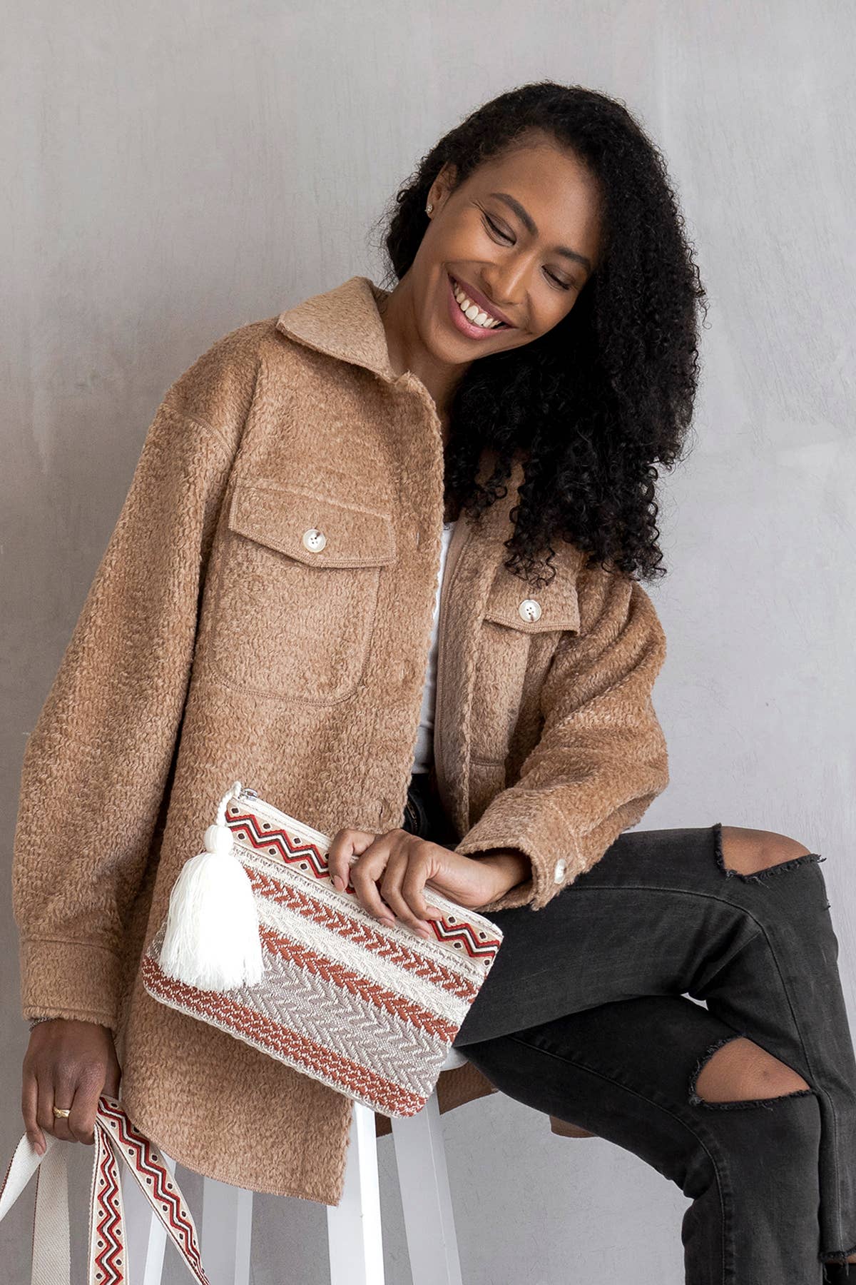 Lyric Knit Textured Jacket w/ Faux Pockets | JKT2206
