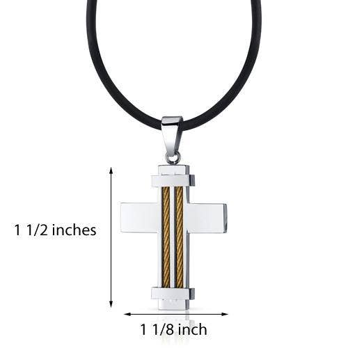 425 - 8974 Stainless Steel Twisted Cable Cross Pendant 18+2-inch Cord