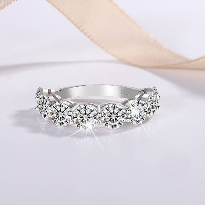 Color Moissanite Half Eternity Ring in 925 Sterling Silver