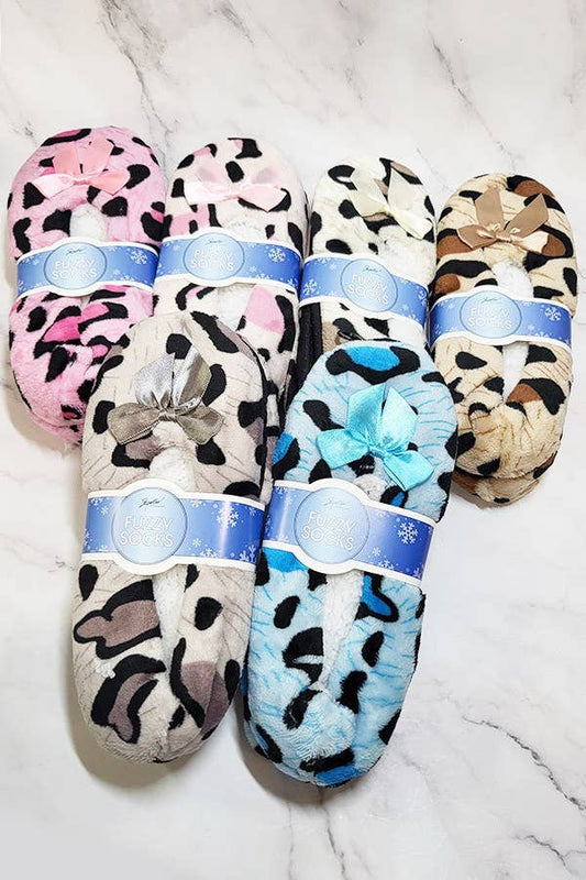 2816 Leopard Fuzzy Indoor Slipper Shoes