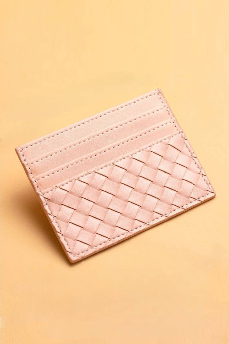 Slim Woven Vegan Leather Wallet Card Holder