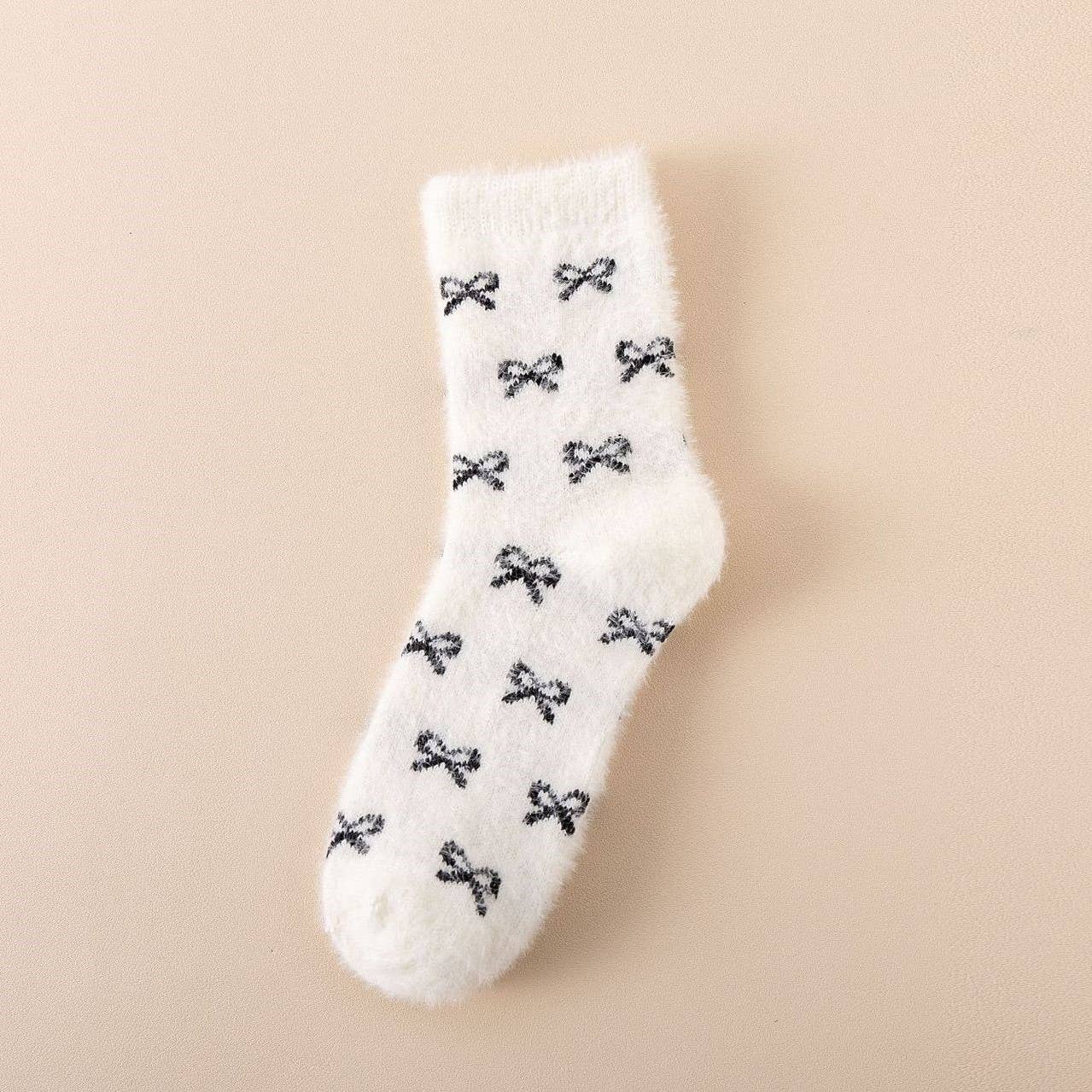 416 Bow Fluffy Home Plush Socks