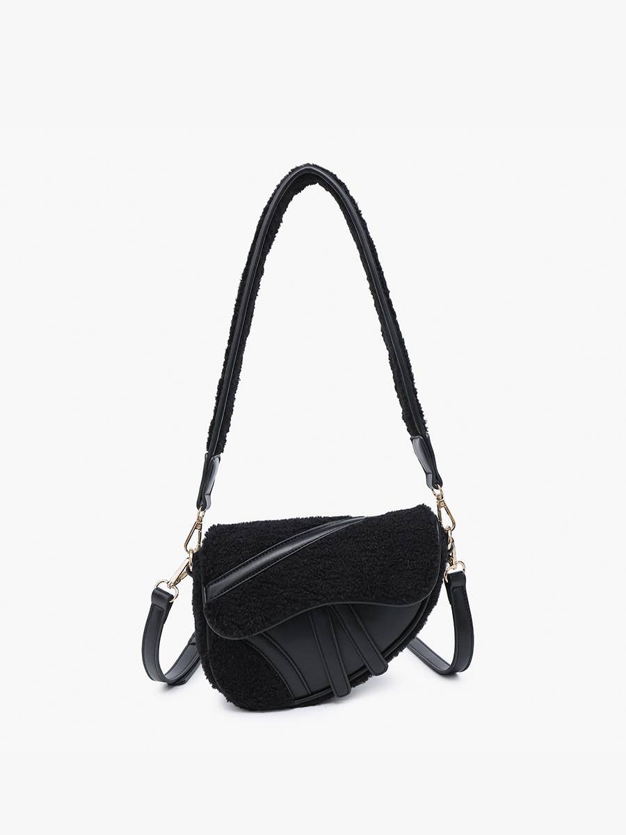 Kori Sherpa Trim Asymmetrical Crossbody Bag | M2511