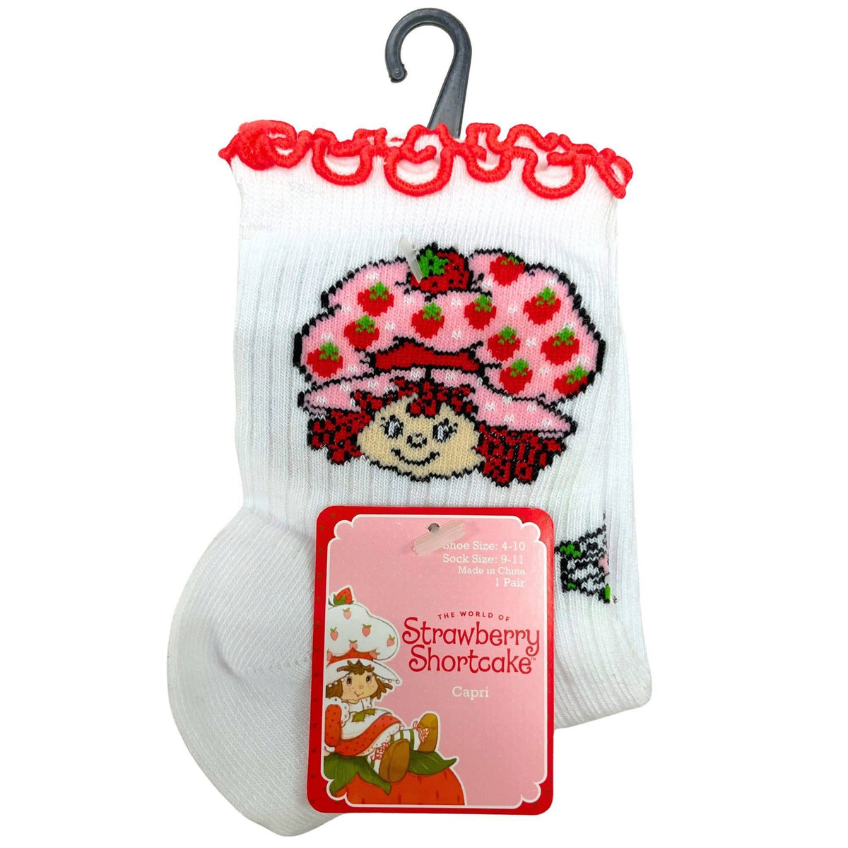Strawberry Shortcake Capri Socks in White Size 9-11