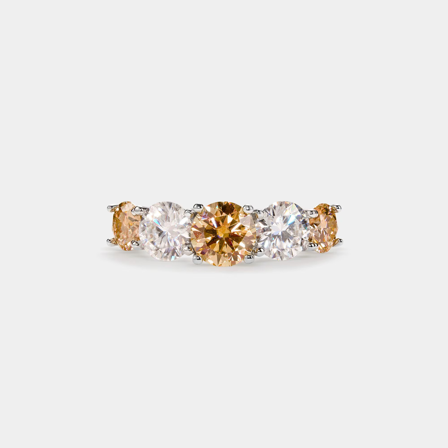 Five-Stone Color Moissanite Band Ring in 925 Sterling Silver