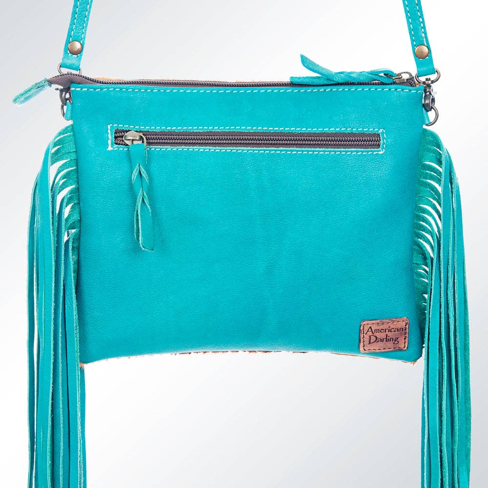 ADBG109 American Darling Hair-On Cowhide Leather Western Crossbody Bag with Fringes
