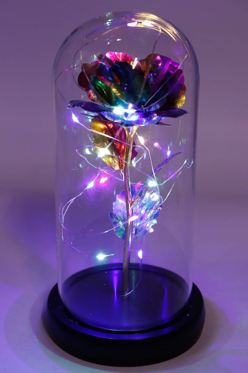 Tall Metallic Galaxy Rose Dome Led Light Stand