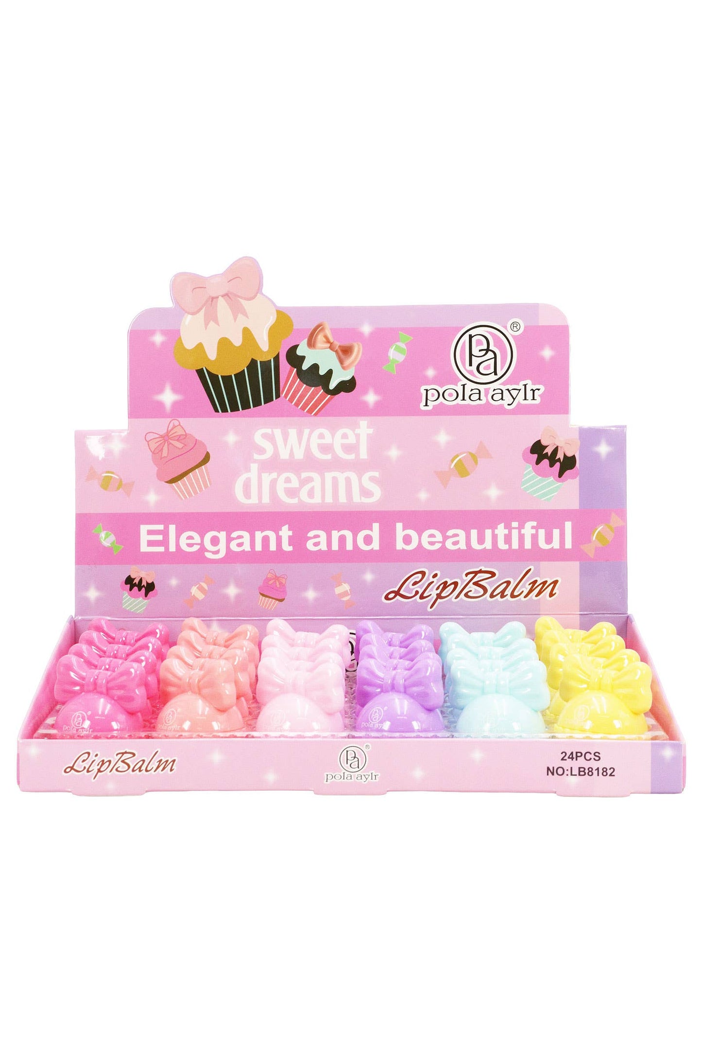 Cupcake Ribbon Bow Round Lip Balm -